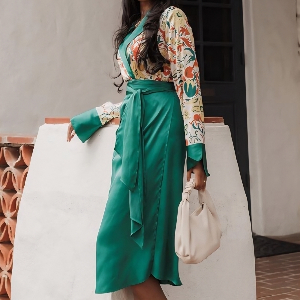 The Drop Women's Ultramarine Green Sarong Wrap Skirt by @sruthijayadevan Size M - Picture 2 of 6